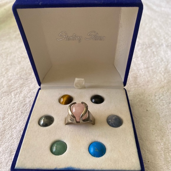 Women’s ring sterling silver stone marbles fine jewelry‎ - Picture 2 of 2